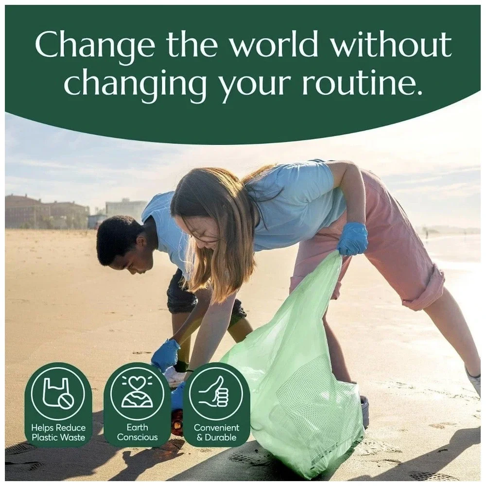 Cleanomic Compostable* Trash Bags (13 Gallon, 25 Units, Tall), B Extra Strength